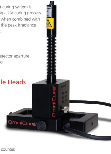 UV LED calibration in practice: an LED head mounted in a beam positioning fixture aligned to the radiometer detector for accurate peak irradiance measurement